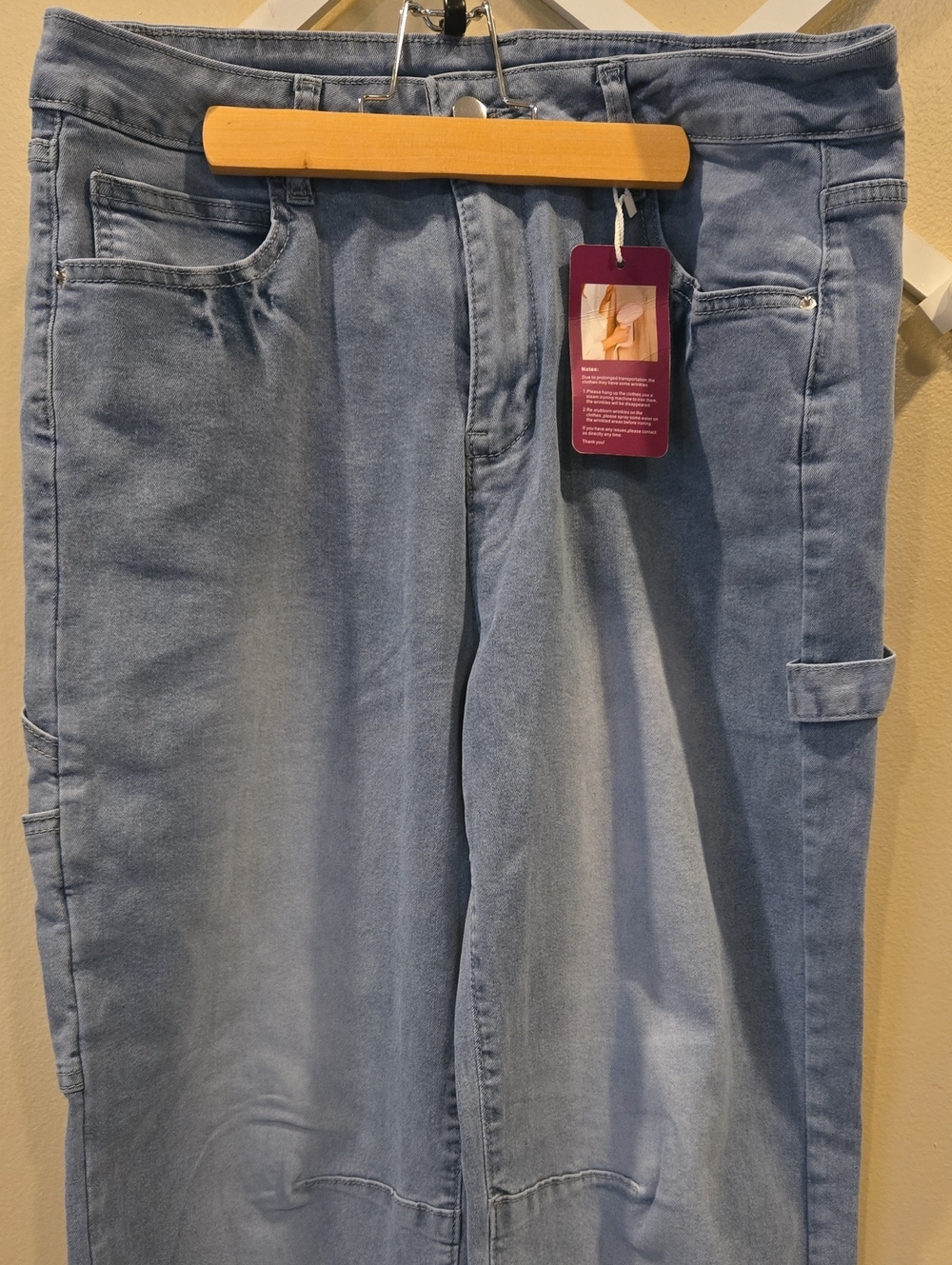 Light Blue Barrel Cargo Jeans - Picture 5 of 10